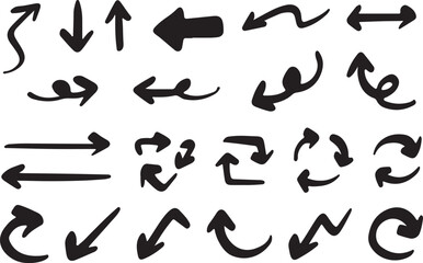 arrows, direction, navigation, vector, illustration, set, collection, design, up, down, left, right, straight, curved, pointing, black, white, graphic, icon, 