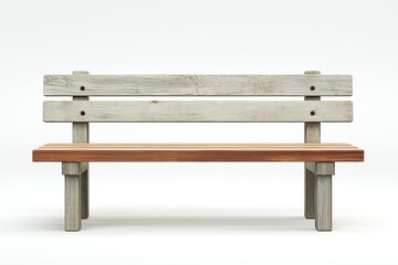 Wooden Park Bench on White Background, Ideal for Relaxation and Contemplation in Urban Spaces and Representing Serenity and Public Amenities : Generative AI