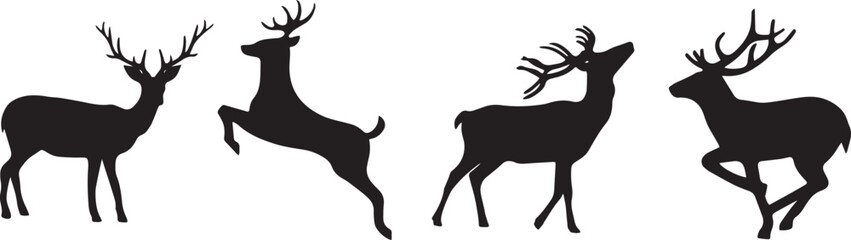 deer silhouette illustration vector set