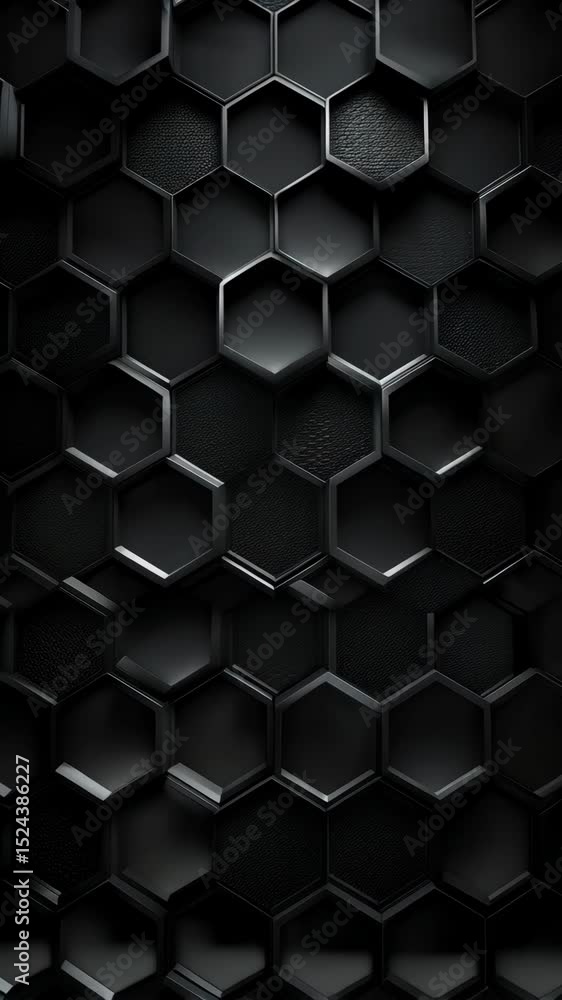 Wall mural dark and sophisticated background featuring a three dimensional geometric honeycomb design with text