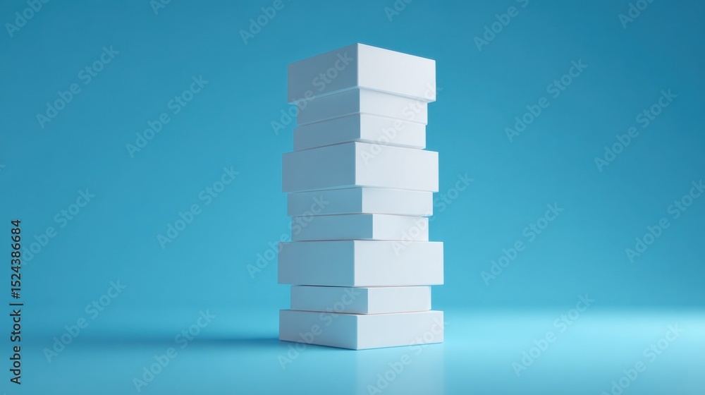 Aufkleber stack of white cubes on blue background, symbolizing business hierarchy and corporate structure, ide