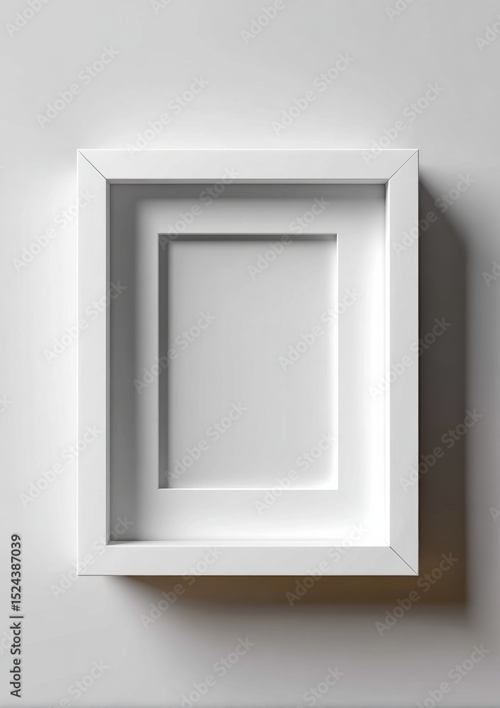 Aufkleber White Square Frame on White Wall, Representing Simplicity and Modern Interior Design, Ideal for Mockups and Creative Presentation : Generative AI