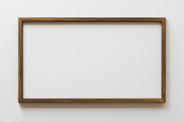 Fototapeta premium Empty Wooden Frame on White Wall, Ideal for Mockups, Artwork Presentations, and Interior Decor Advertising : Generative AI