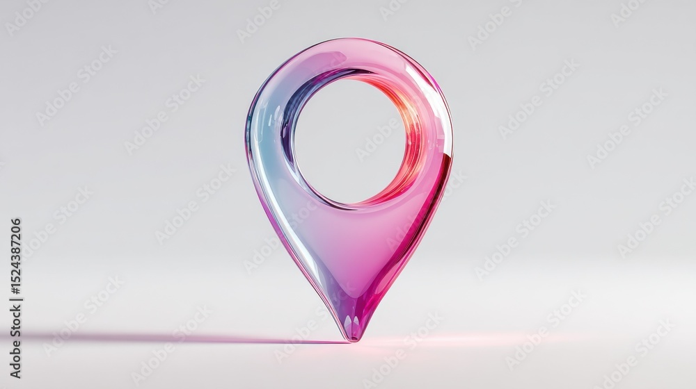 Aufkleber Glassy Location Pin on White Background, Symbolizing Navigation and Modern Technology for Business Solutions and Wayfinding : Generative AI