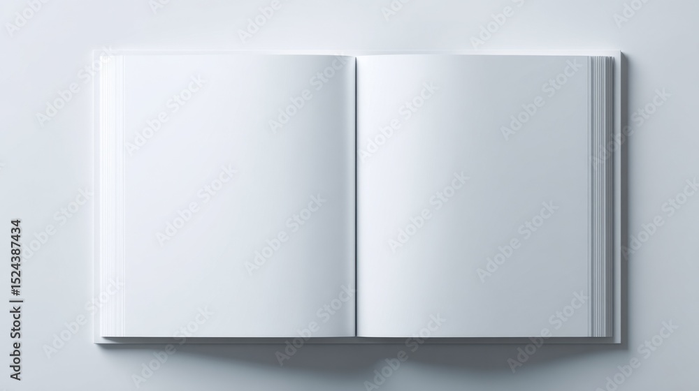 Poster open book with blank pages on white background, representing creativity and educational resources fo