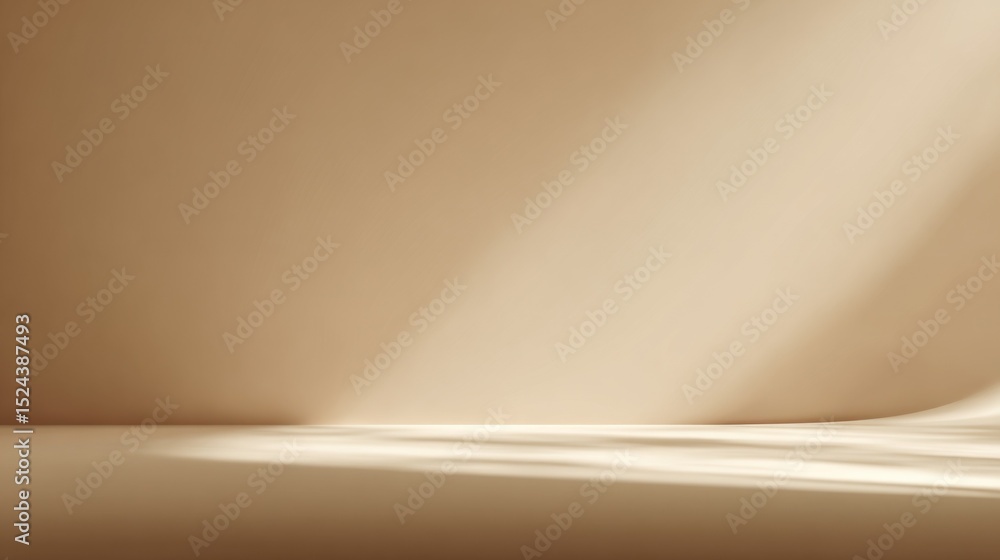 Poster Beige Room Interior With Light Beam, Ideal for Product Mockups and Demonstrating Minimalist Design Principles : Generative AI