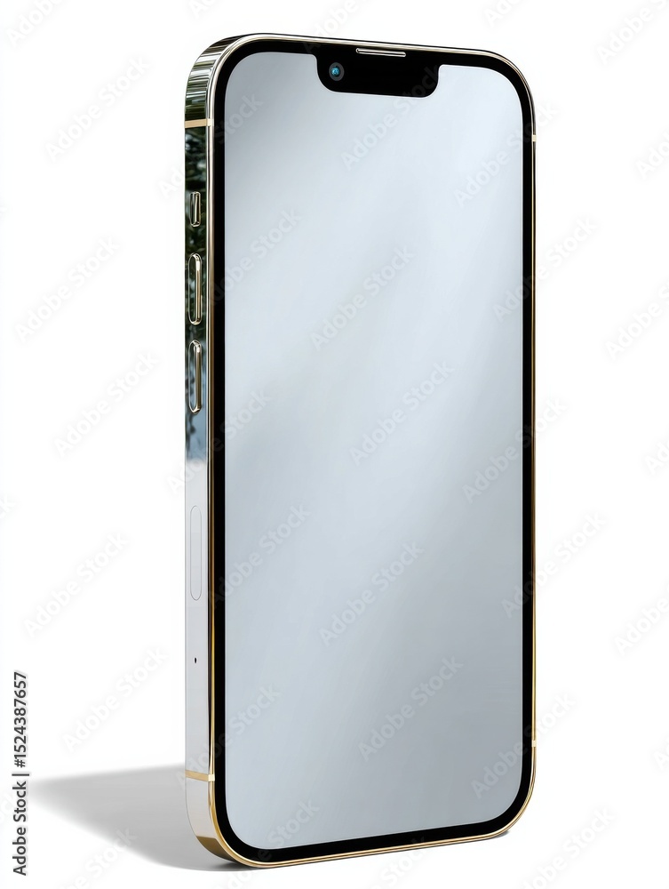 Aufkleber Modern Gold Trimmed Smartphone With Reflective Screen, Representing Mobile Technology and Digital Communication Solutions : Generative AI