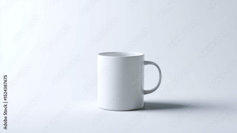 Poster Plain White Mug on White Background, Ideal for Mockups and Product Presentation in E-Commerce : Generative AI