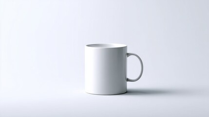 Obraz premium White Ceramic Mug on a Light Background, Ideal for Mockups and Product Visualization in Advertising and Branding Projects : Generative AI