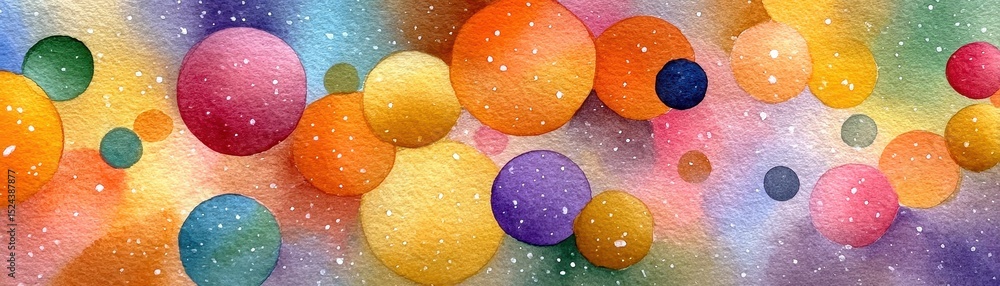 Poster mindfulness concept colorful abstract circles blend harmoniously in a textured background.