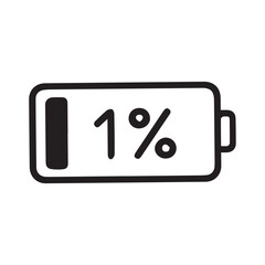 Battery icon showing only one percent of charge remaining energy crisis