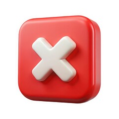 Obraz premium 3d red square cancel button with white x isolated on white background