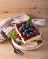 Cheesecake slices with blueberry