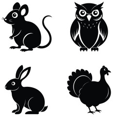 set of funny cartoon animals
