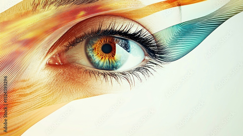 Aufkleber eye with abstract colorful design representing vision and perception concept