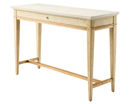 Elegant console table with a smooth surface and simple design on a transparent background