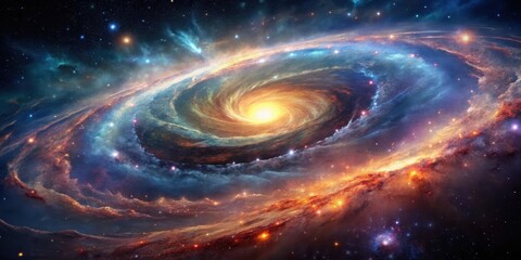 Obraz premium Swirling Cosmic Nebula with Glittering Stardust in Deep Space, astronomy, galaxy, astronomy