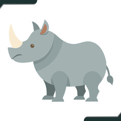 Fototapeta premium Flat Vector Illustration of a Rhinoceros Side View Simple Design Modern Style