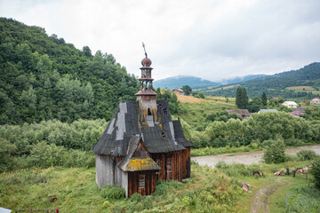 Old Wooden Catholic Chapel in Ilnyk Village, Lviv Oblast