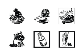 Sweet Treats and Playful Primates A Collection of Monochrome Illustrations