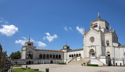 Monumental Cemetery of Milan known for its funerary sculpture in different styles
