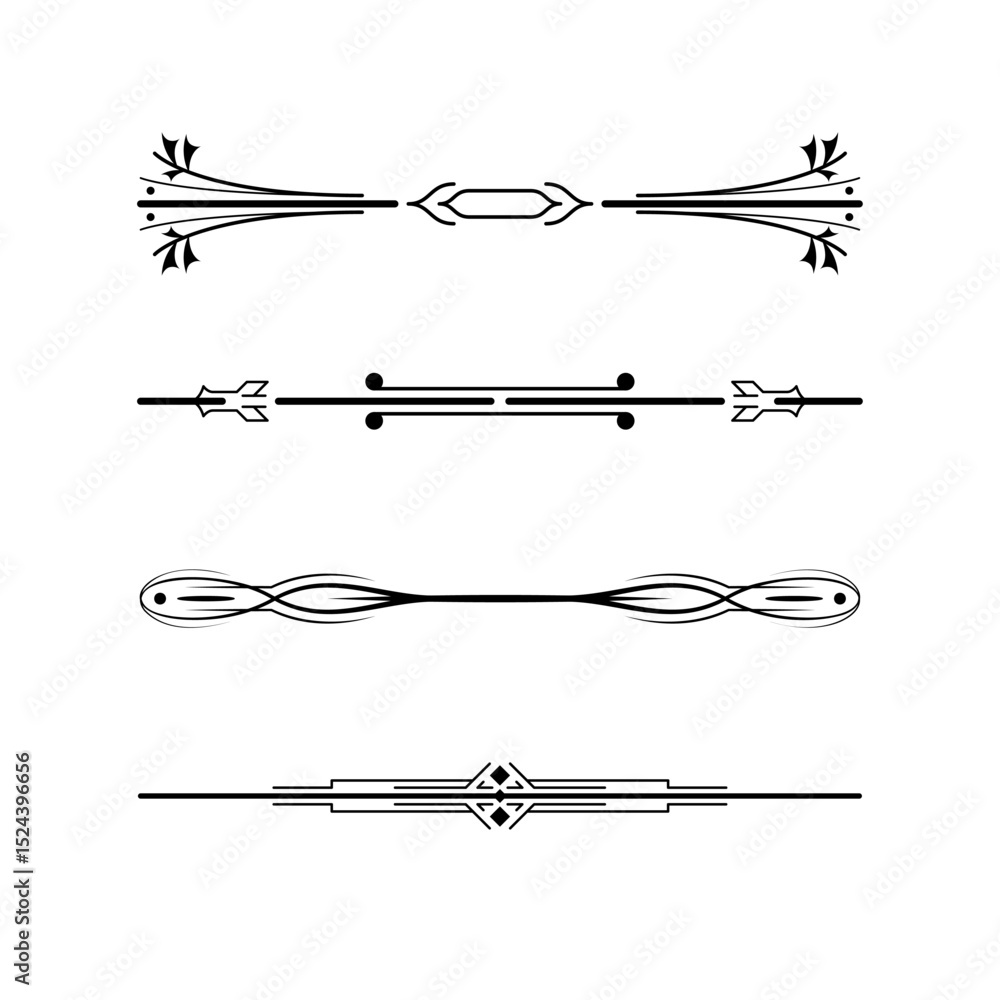 Poster set black simple line collection doodle border elements vector design style sketch isolated illustra