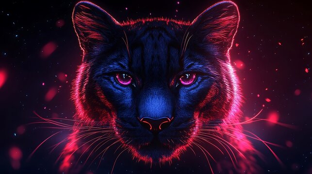 Digital art fierce cat portrait