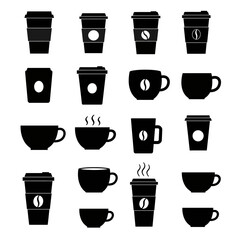 Cartoon cups. Vintage english teacup, coffee cup and kitchen mug. Tea ceremony vector Illustration set of cup porcelain tableware