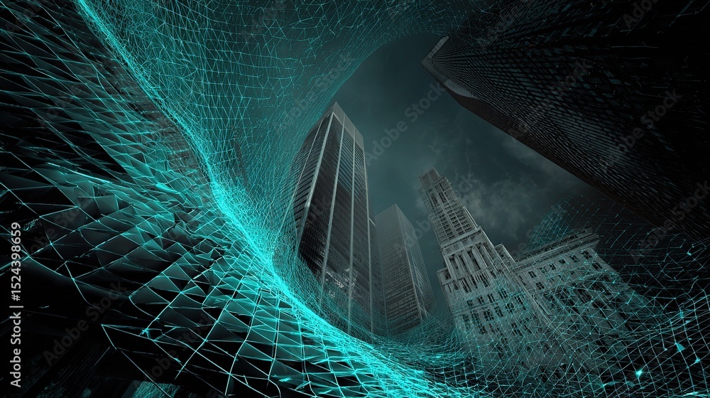 Poster futuristic architectural view with generative ai visualization