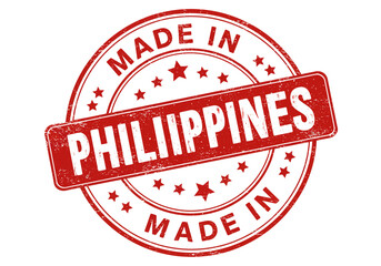 A Circular Stamp Graphic Showing Words Made in Philippines with Stars Separating Them on a White Background