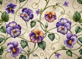 Elegant pansy floral pattern seamless design