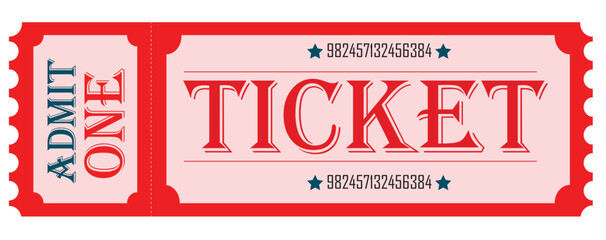 Vintage Admit One Ticket Vector Template – Red Carnival Style Ticket Design with Serial Number