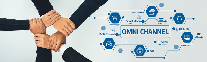 Diverse hands together symbolize the essence of an omni-channel strategy, highlighting...