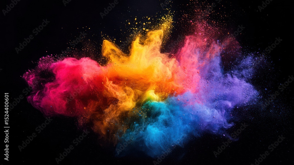 Aufkleber explosion of vibrant colors against a dark background creating dynamic contrast