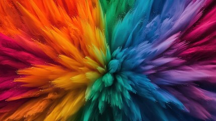 Explosion of vibrant colors radiating from a central point, a mesmerizing display