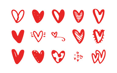 Hand Drawn Heart Icon with Love Doodles Broken Hearts Valentine Symbols and Romantic Elements
