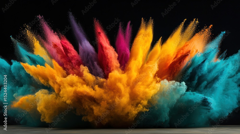 Aufkleber explosion of vibrant colors creating a dynamic and artistic powder display