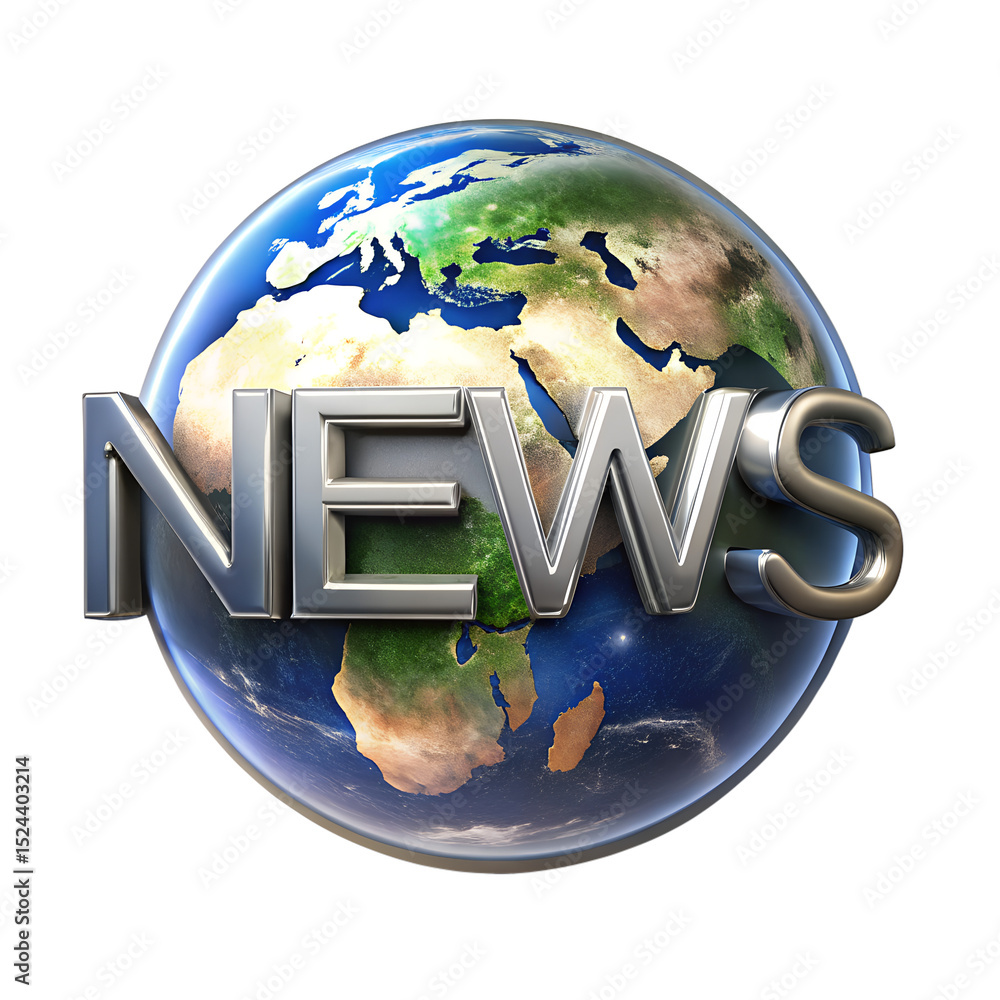 Fototapete png file with news text and neon earth element isolated on transparent background great for digital 