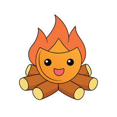 cheerful kawaii campfire with marshmallows