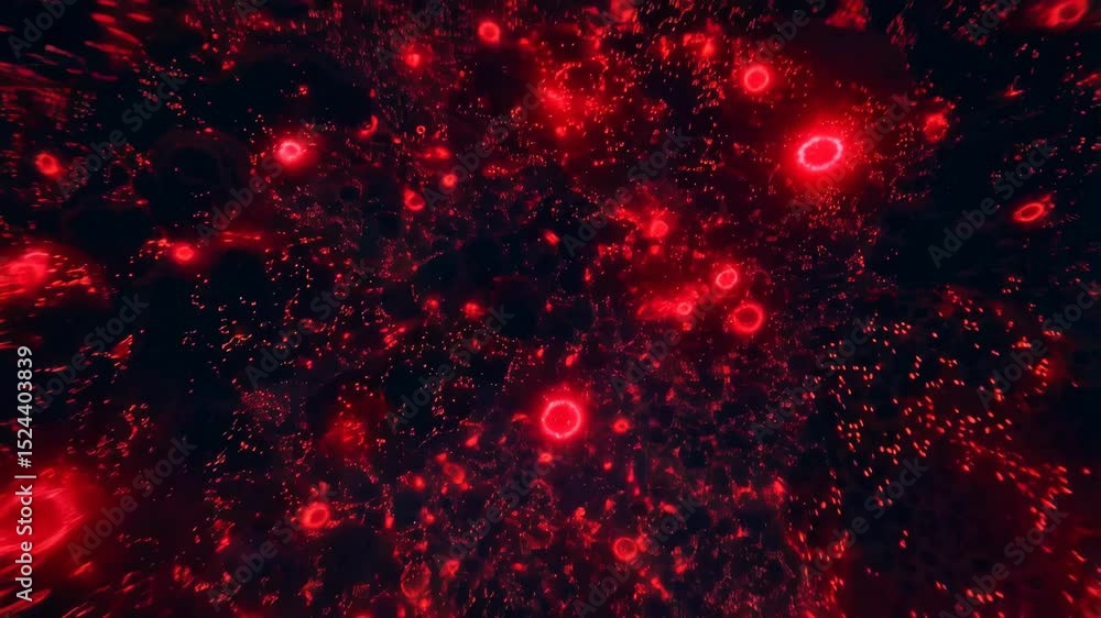 Aufkleber dynamic cosmic energy swirls: vivid patterns of red particles in motion