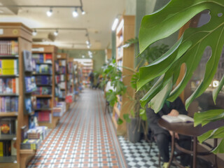 bookstore, buying a book in a store	
