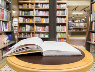 bookstore, buying a book in a store	
