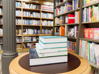 bookstore, buying a book in a store	
