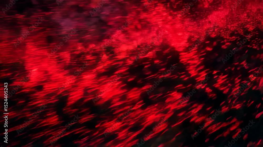 Poster dynamic red particles swirl on black: energetic motion and vivid contrast in high resolution