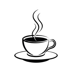 Obraz premium Silhouette coffee cup logo design for cafe or coffee shop