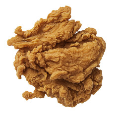 Crispy fried chicken breast fillet with golden brown breading, isolated transparency background, showing crunchy texture and appetizing appearance, perfect for fast food or comfort meal concepts