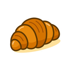 Modern Cartoon Style Detailed Croissant Icon Pastry Food Illustration