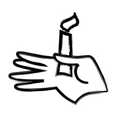 Hand with candle crayon style