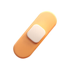 Adhesive Plaster 3D Icon &ndash; Glossy Minimal Emoji Style, Isolated PNG object