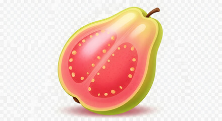 Cartoon illustration of a sliced guava fruit